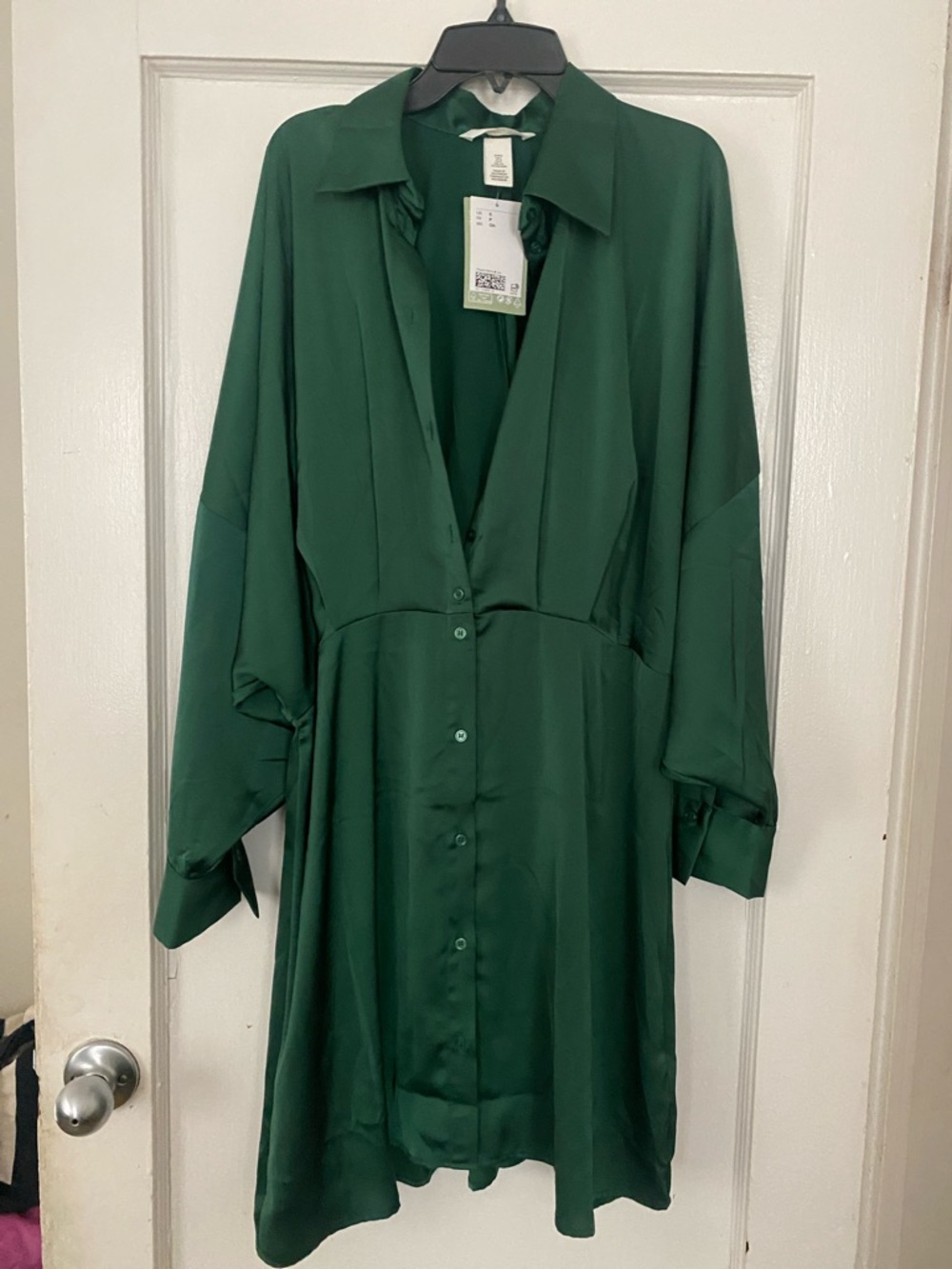 H&M Emerald Green Midi Shirt Dress